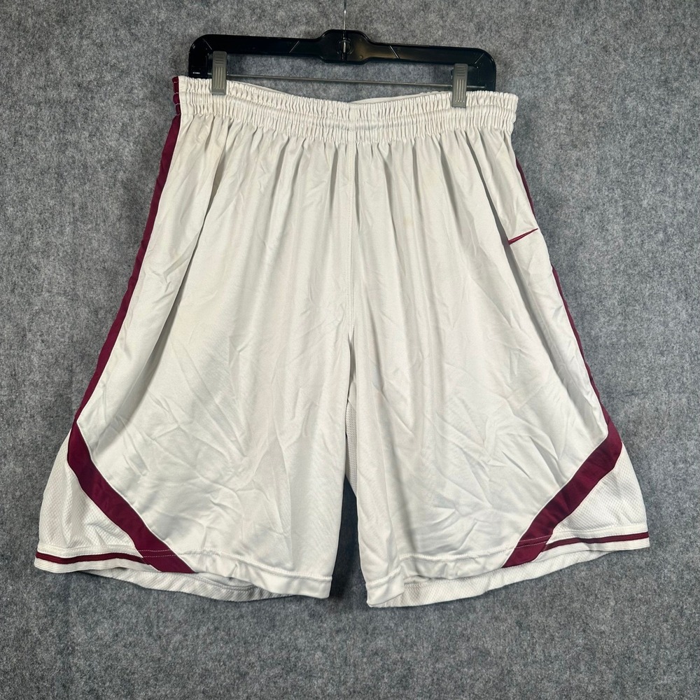 VTG Nike Basketball Y2K Shorts Mens Large White Dazzle Shiny Swoosh Sporty Loose